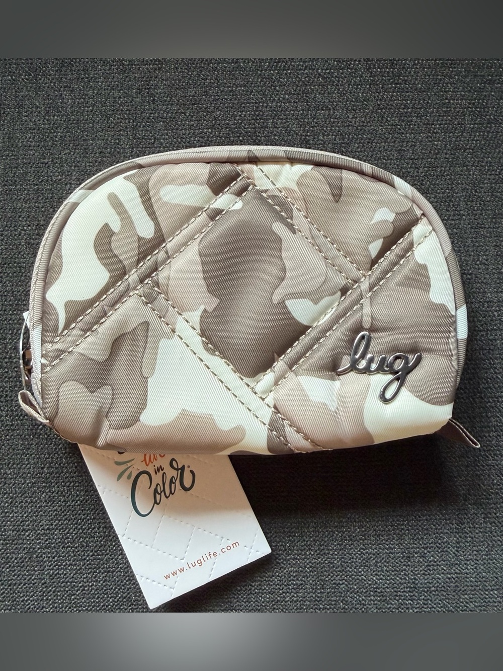 Lug Stash RFID Pouch Bag Wallet – Camo Taupe (White Tan Beige Camoflauge)